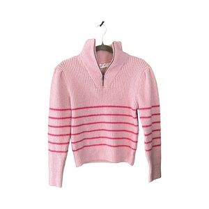 RD Style Womens Ribbed Half-Zip Sweater Striped Pullover Knit Pink Size S